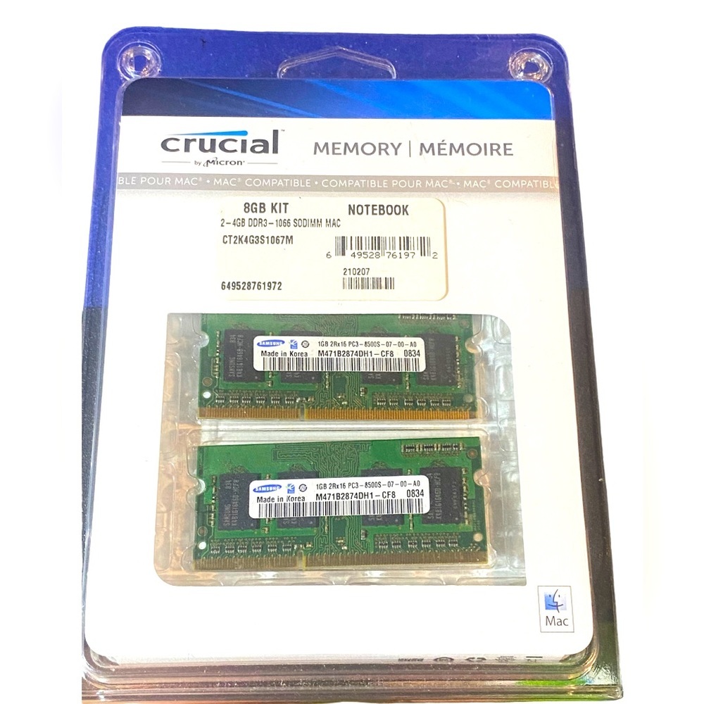 Memory Mac Compatible Crucial 2X 1GB 2Rx16 NWT,
PC3-8500S